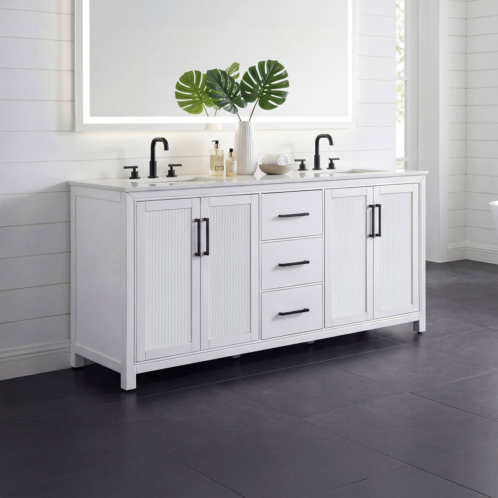 72 Inch Double Bathroom Vanity In White White Finish - KITCHEN & BATH by Joshua Marshal