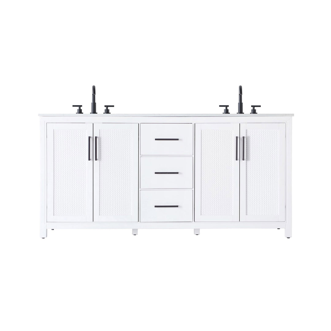 72 Inch Double Bathroom Vanity In White - View 3 - Joshua Marshal