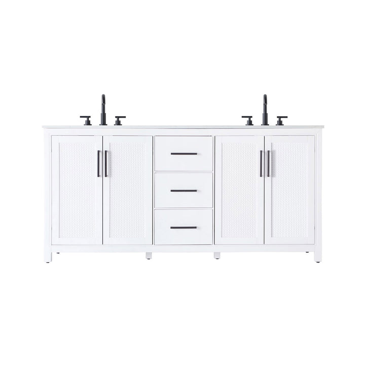 72 Inch Double Bathroom Vanity In White - View 3 - Joshua Marshal