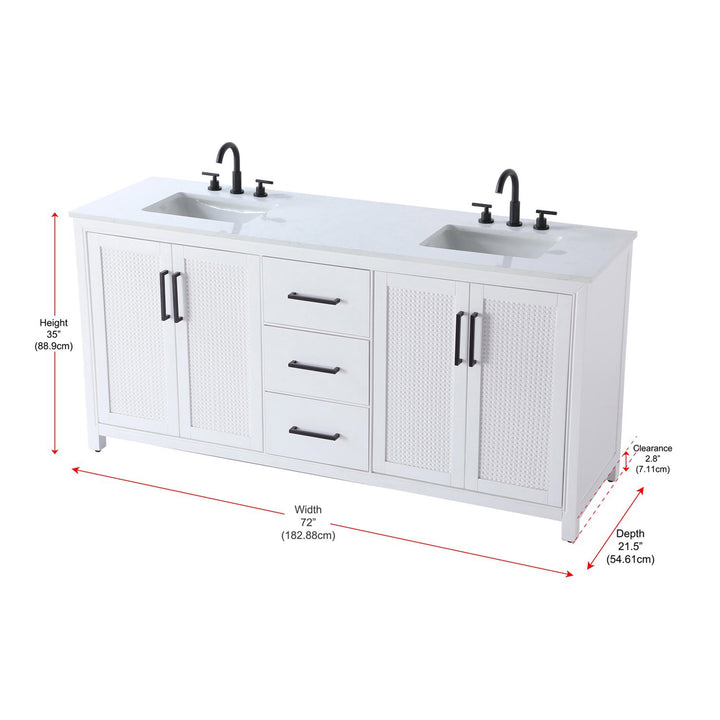 72 Inch Double Bathroom Vanity In White - View 4 - Joshua Marshal