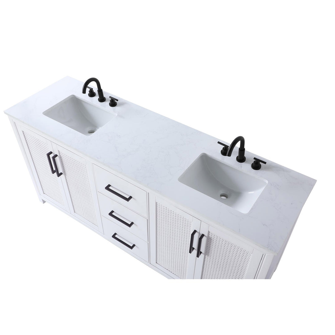 72 Inch Double Bathroom Vanity In White - View 6 - Joshua Marshal