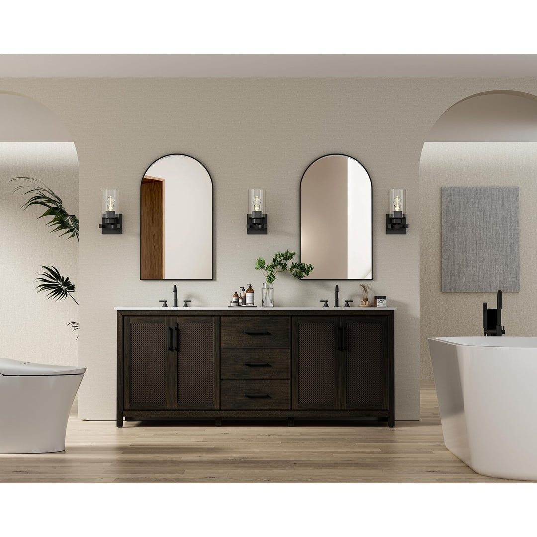 84 Inch Double Bathroom Vanity In Chocolate Oak - View 2 - Joshua Marshal