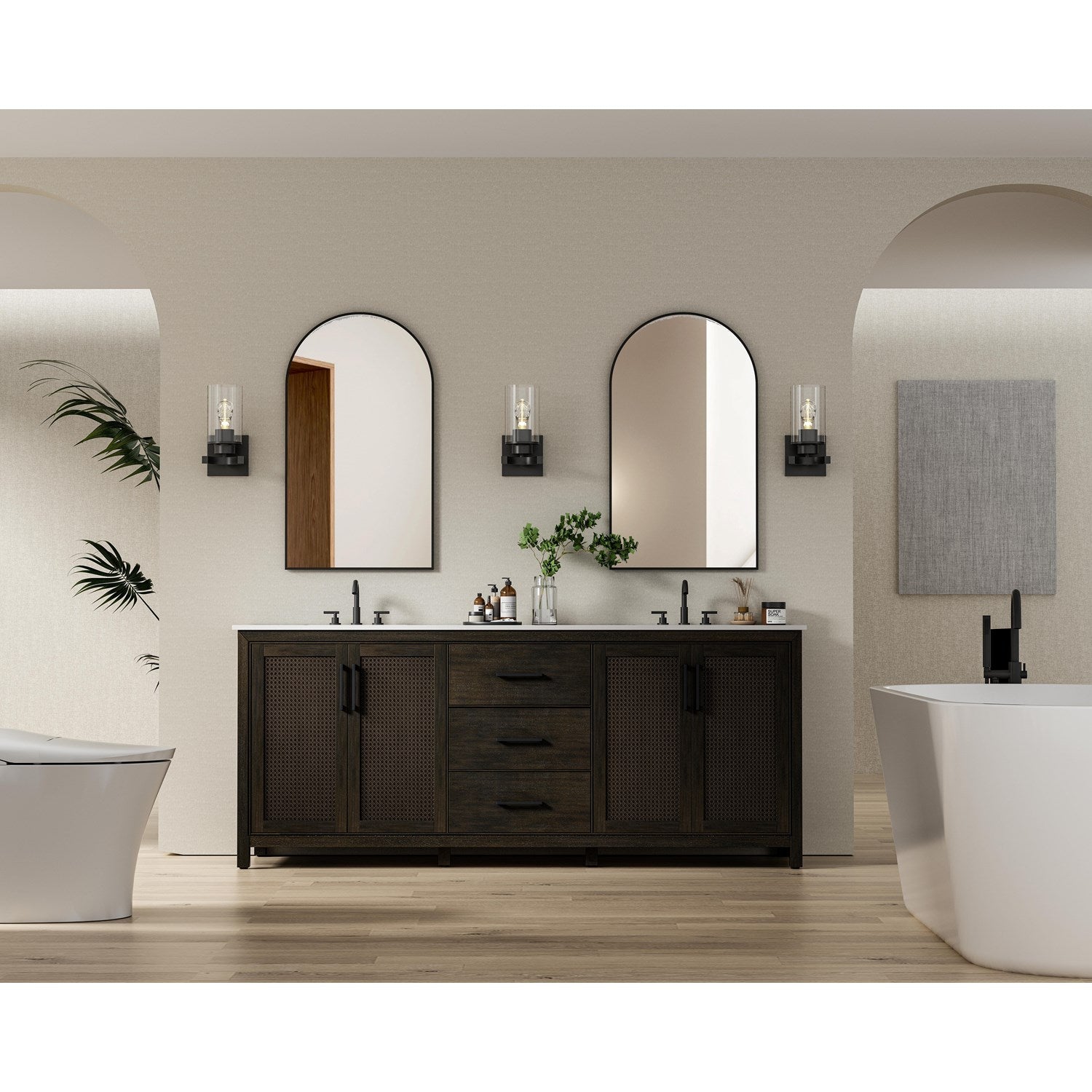 84 Inch Double Bathroom Vanity In Chocolate Oak - View 2 - Joshua Marshal