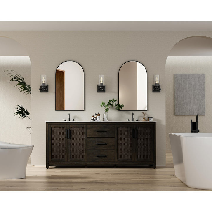 84 Inch Double Bathroom Vanity In Chocolate Oak - View 2 - Joshua Marshal