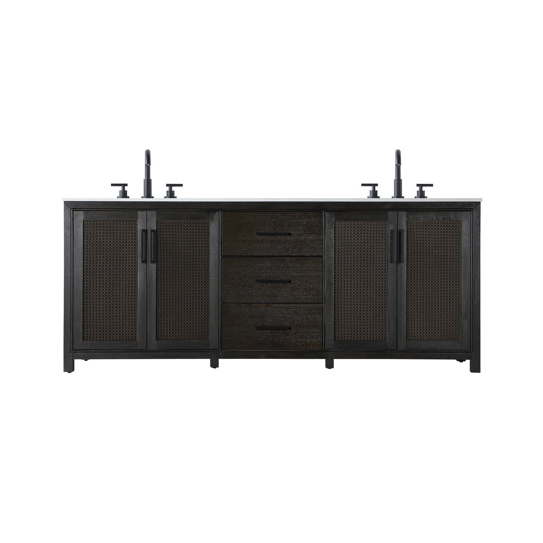 84 Inch Double Bathroom Vanity In Chocolate Oak - View 3 - Joshua Marshal