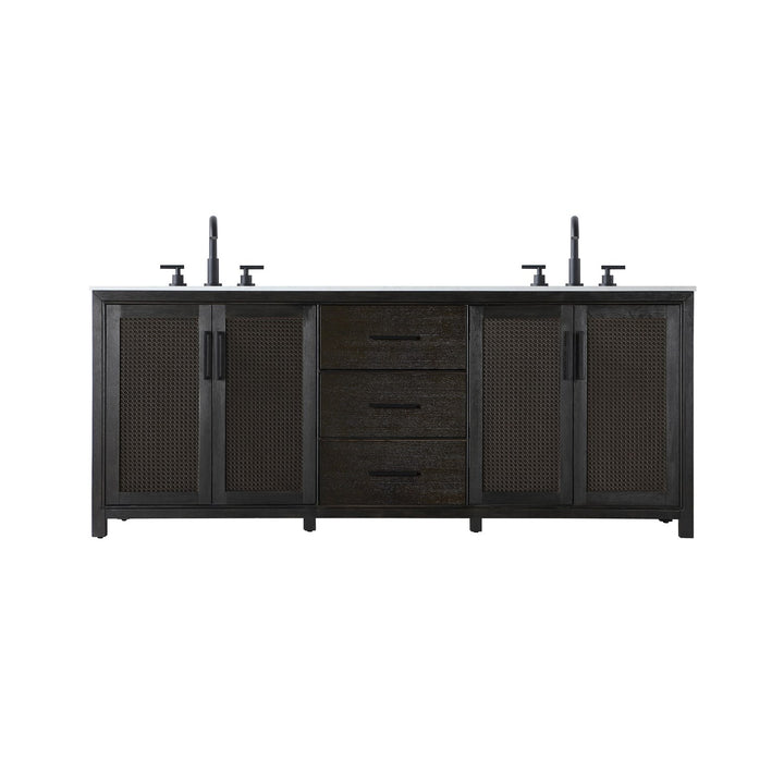 84 Inch Double Bathroom Vanity In Chocolate Oak - View 3 - Joshua Marshal