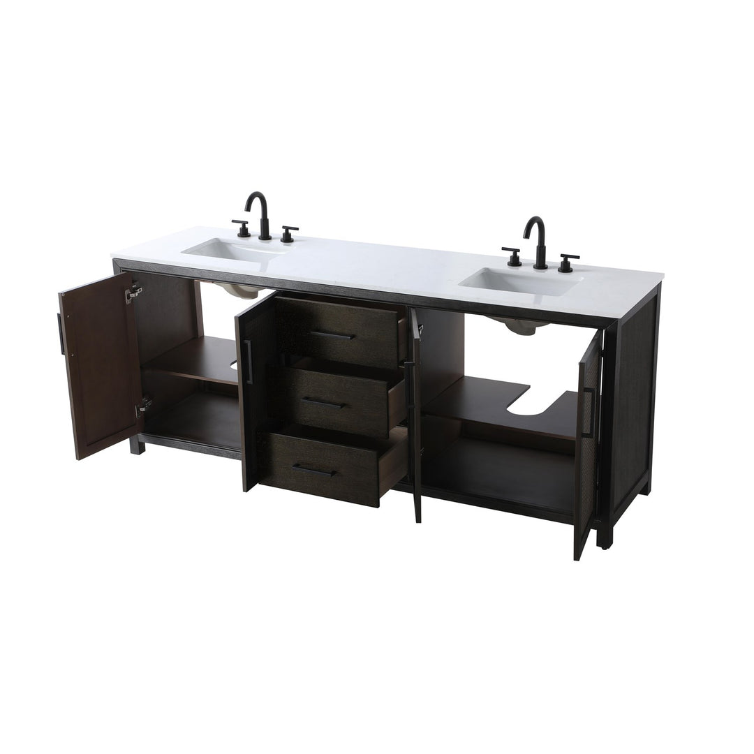 84 Inch Double Bathroom Vanity In Chocolate Oak - View 4 - Joshua Marshal