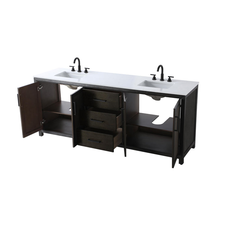 84 Inch Double Bathroom Vanity In Chocolate Oak - View 4 - Joshua Marshal