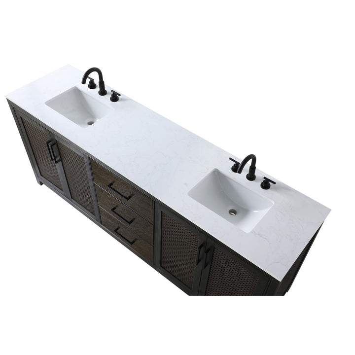84 Inch Double Bathroom Vanity In Chocolate Oak - View 5 - Joshua Marshal