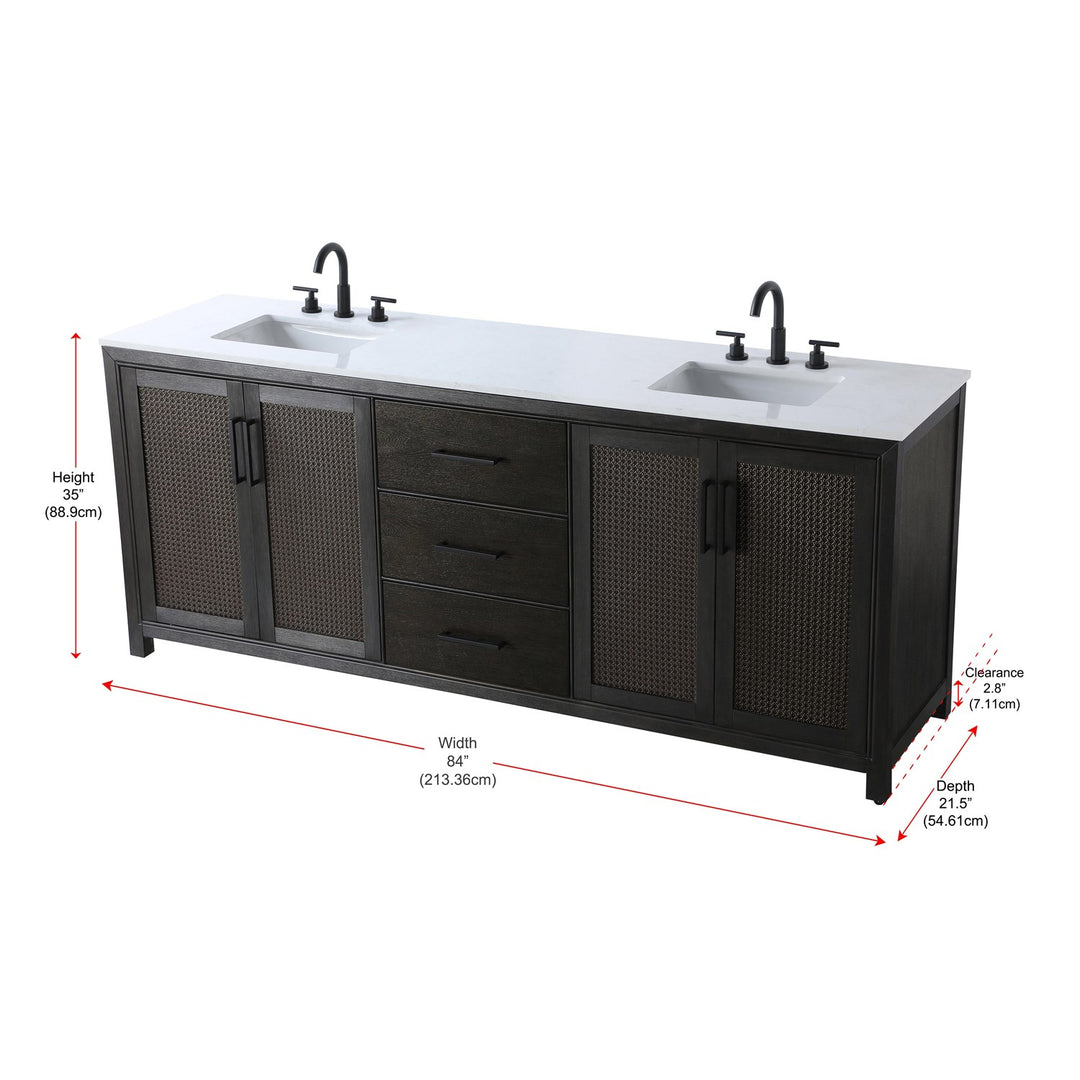 84 Inch Double Bathroom Vanity In Chocolate Oak - View 6 - Joshua Marshal