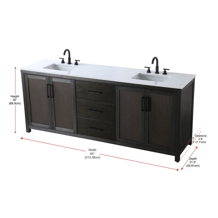 84 Inch Double Bathroom Vanity In Chocolate Oak - View 6 - Joshua Marshal