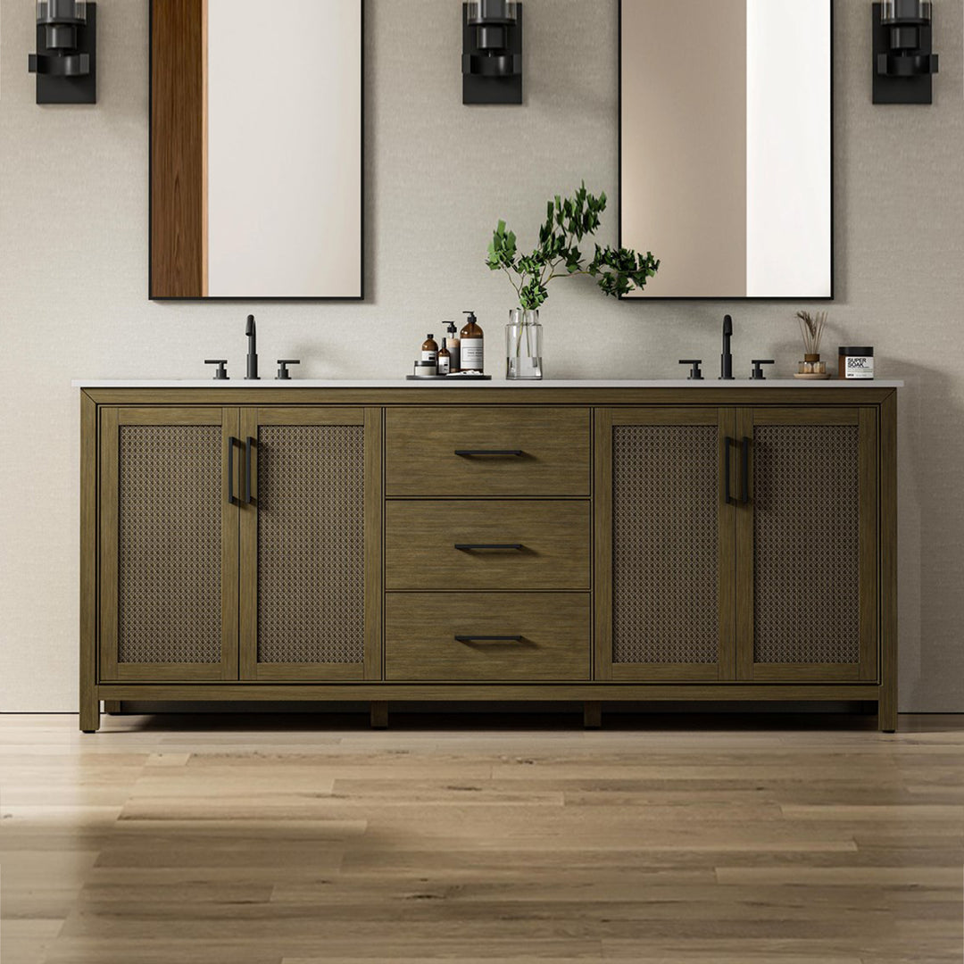 84 Inch Double Bathroom Vanity In Hazel Oak Hazel Oak Finish - KITCHEN & BATH by Joshua Marshal