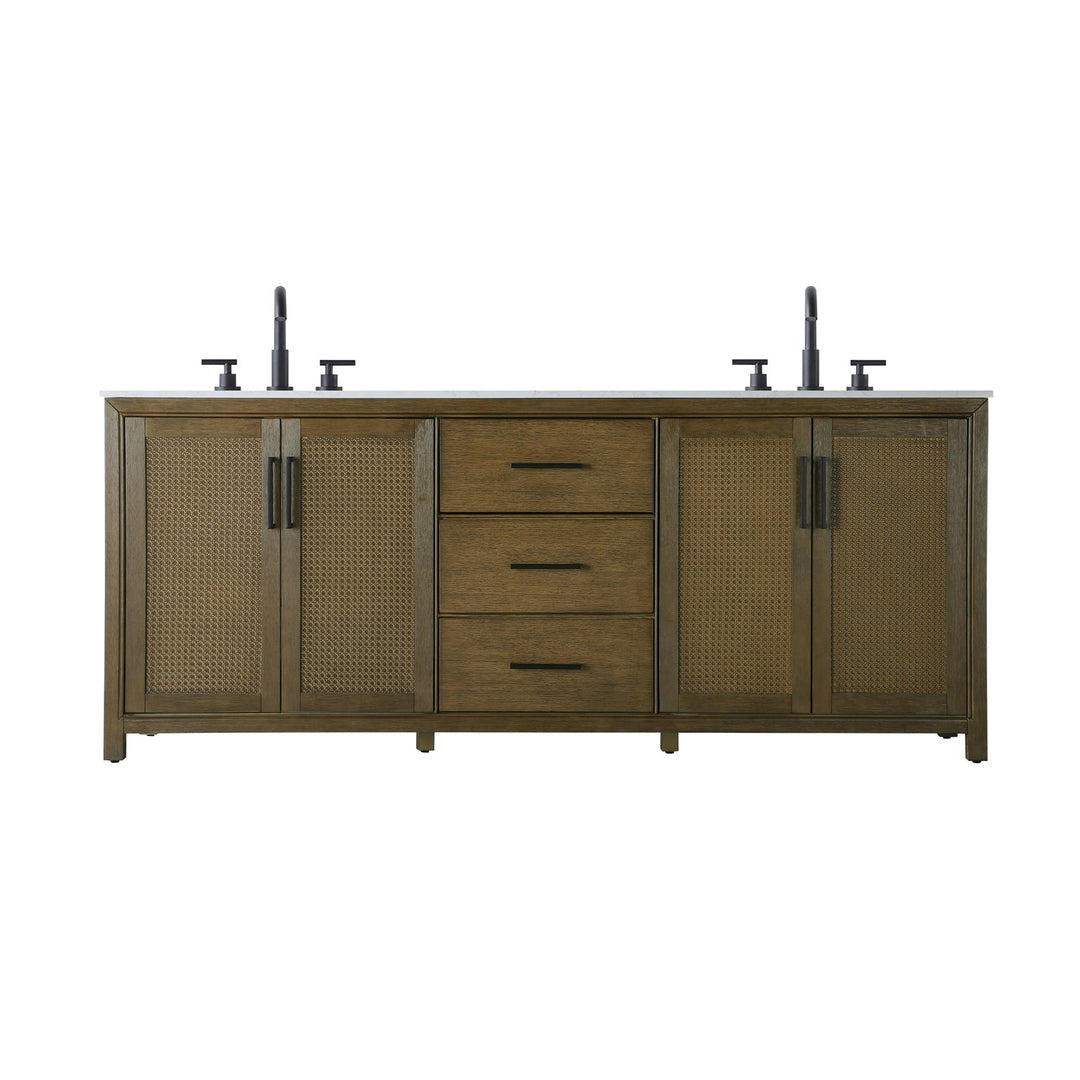 84 Inch Double Bathroom Vanity In Hazel Oak - View 3 - Joshua Marshal