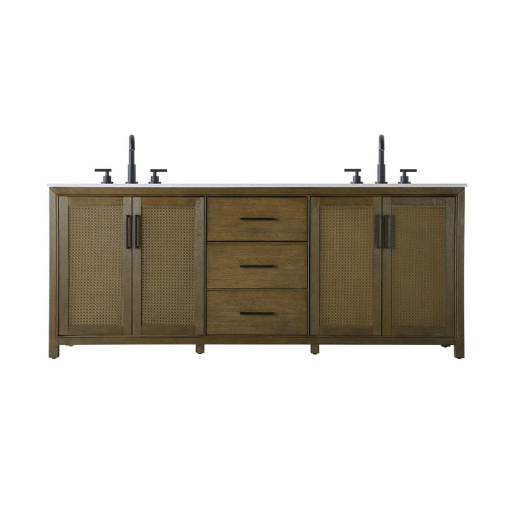 84 Inch Double Bathroom Vanity In Hazel Oak - View 3 - Joshua Marshal