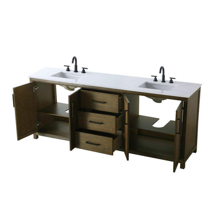 84 Inch Double Bathroom Vanity In Hazel Oak - View 4 - Joshua Marshal