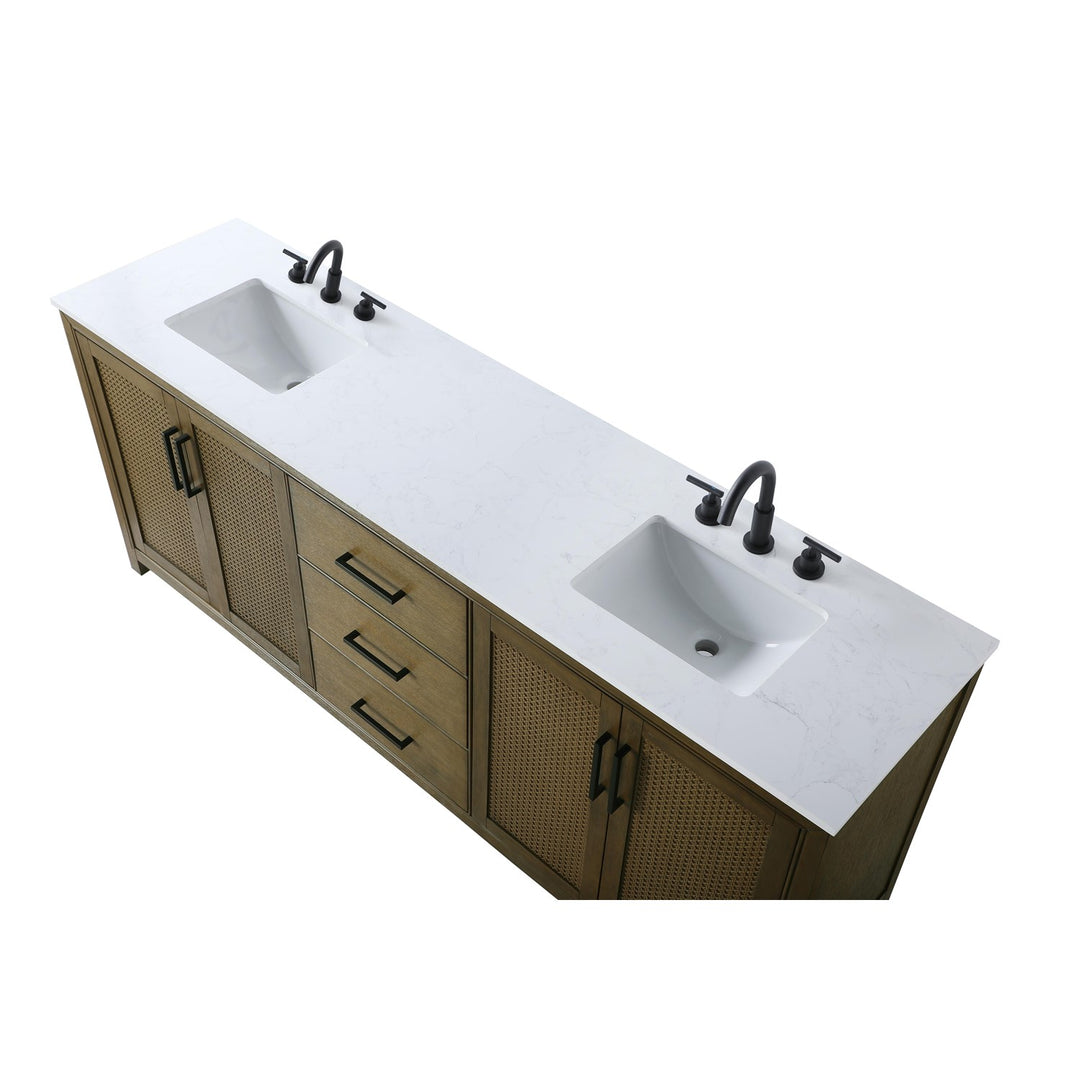 84 Inch Double Bathroom Vanity In Hazel Oak - View 5 - Joshua Marshal