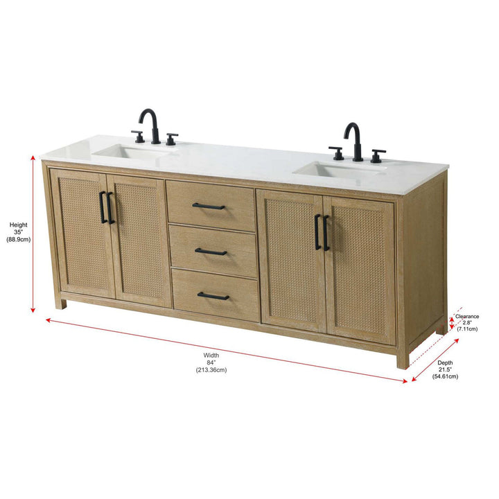84 Inch Double Bathroom Vanity In Linen Oak - View 4 - Joshua Marshal