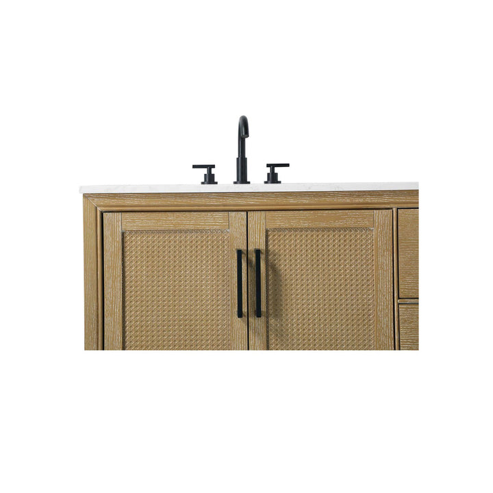 84 Inch Double Bathroom Vanity In Linen Oak - View 6 - Joshua Marshal