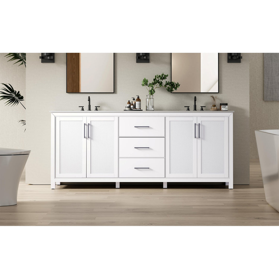 84 Inch Double Bathroom Vanity In White