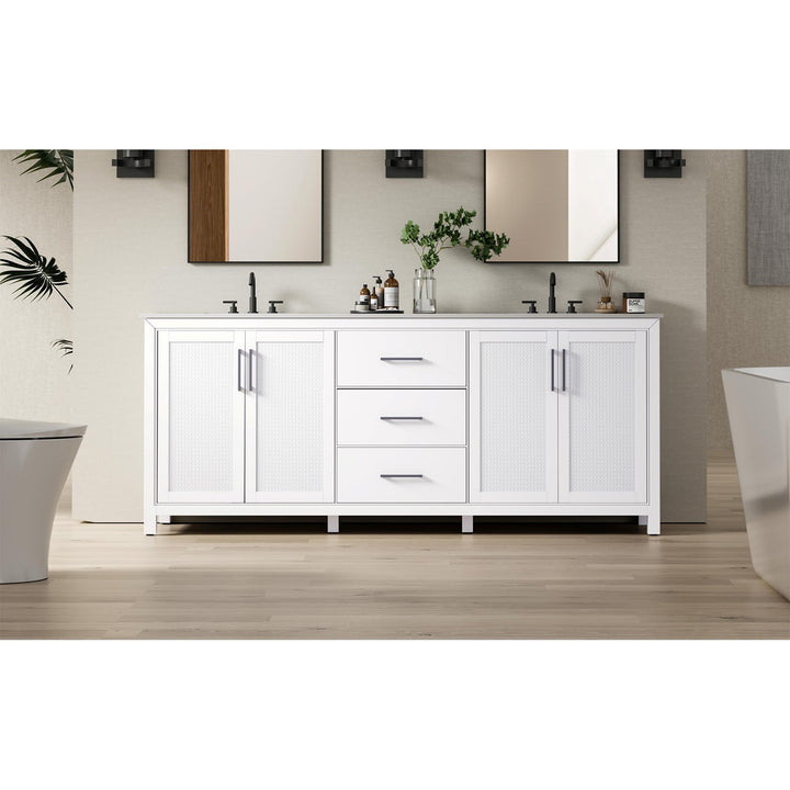 84 Inch Double Bathroom Vanity In White