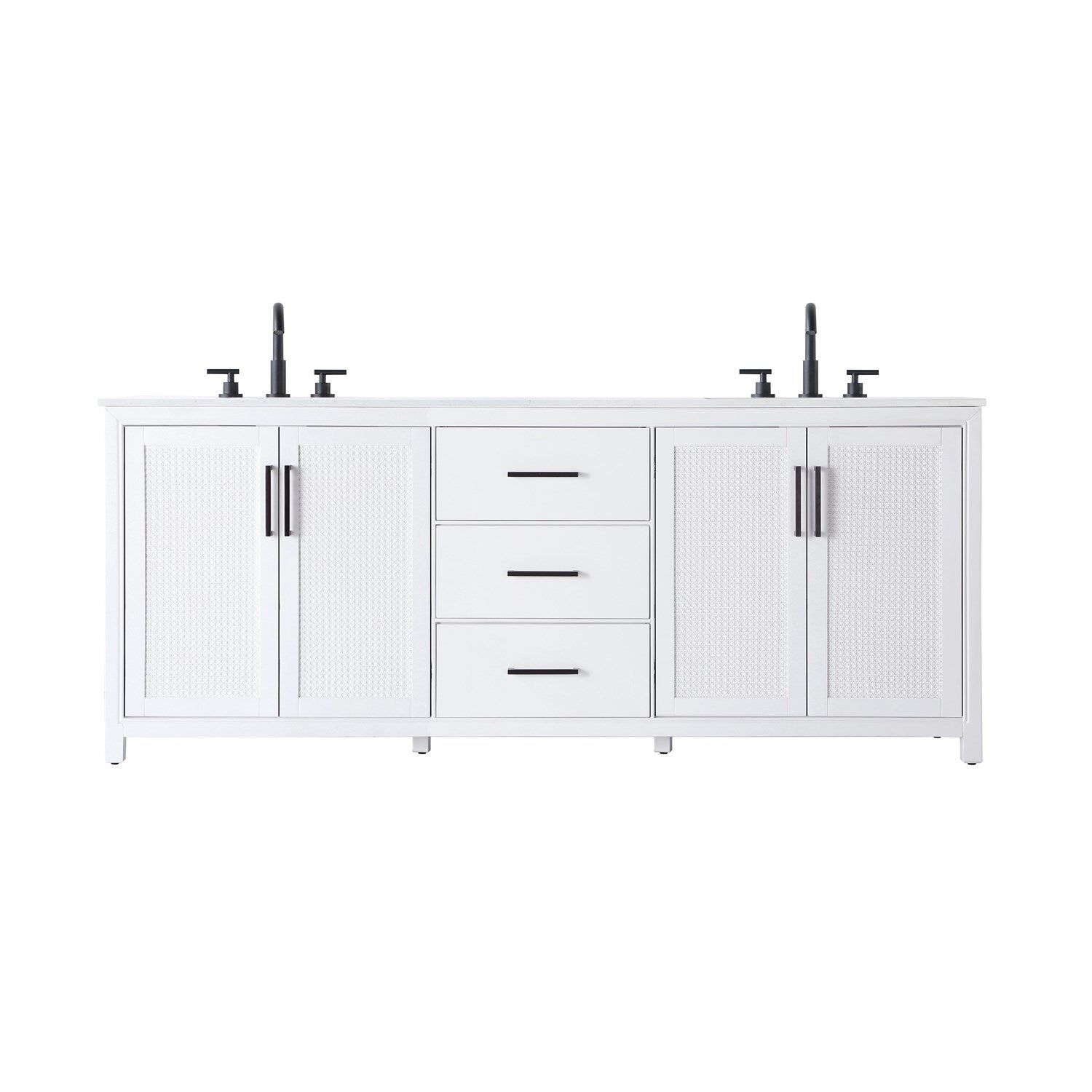 84 Inch Double Bathroom Vanity In White - View 3 - Joshua Marshal