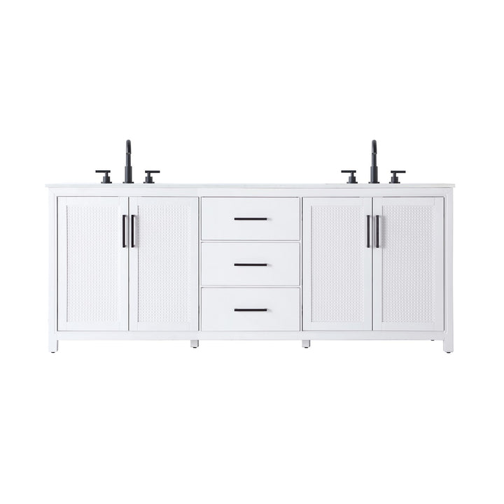 84 Inch Double Bathroom Vanity In White - View 3 - Joshua Marshal