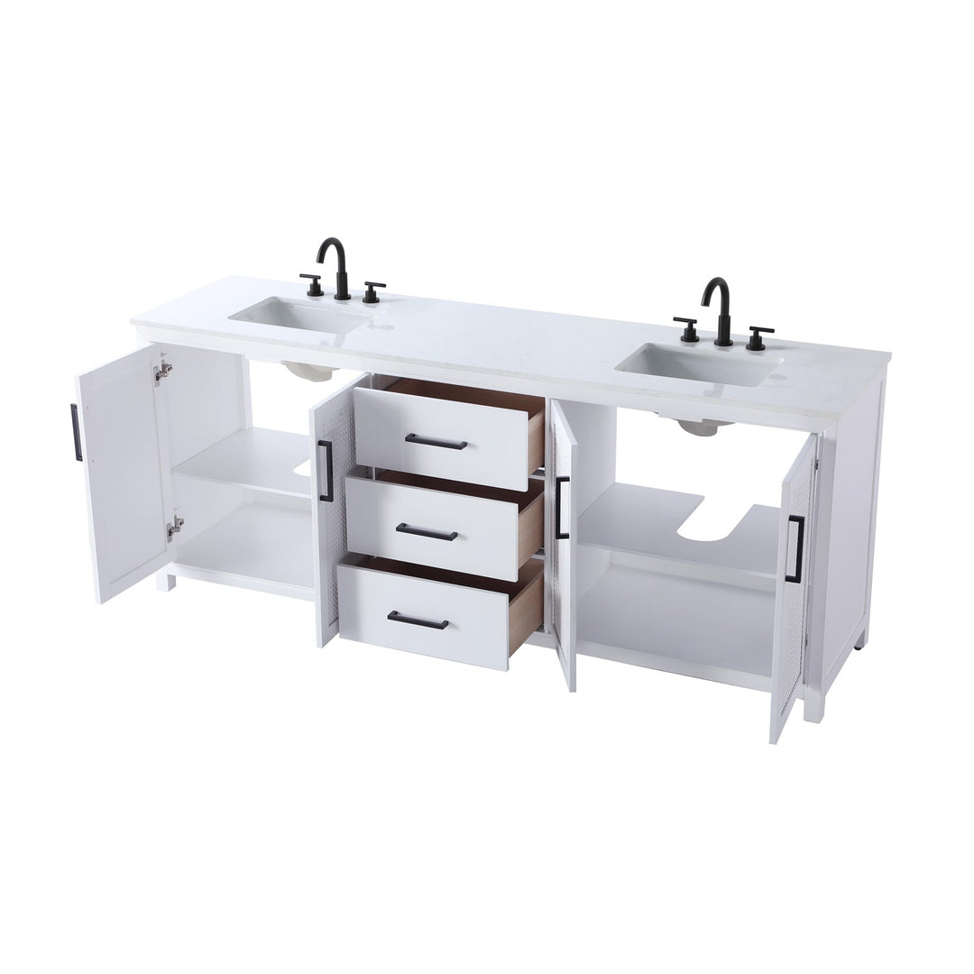 84 Inch Double Bathroom Vanity In White - View 4 - Joshua Marshal