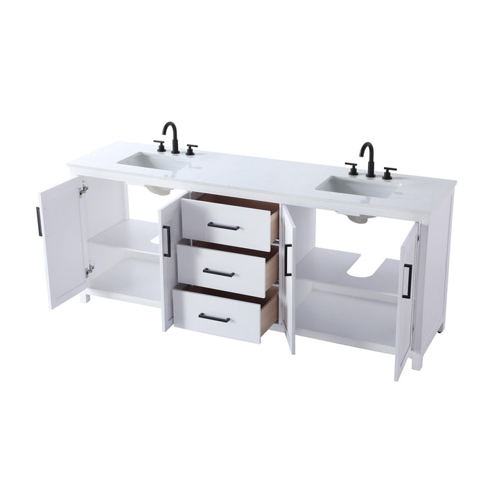84 Inch Double Bathroom Vanity In White - View 4 - Joshua Marshal