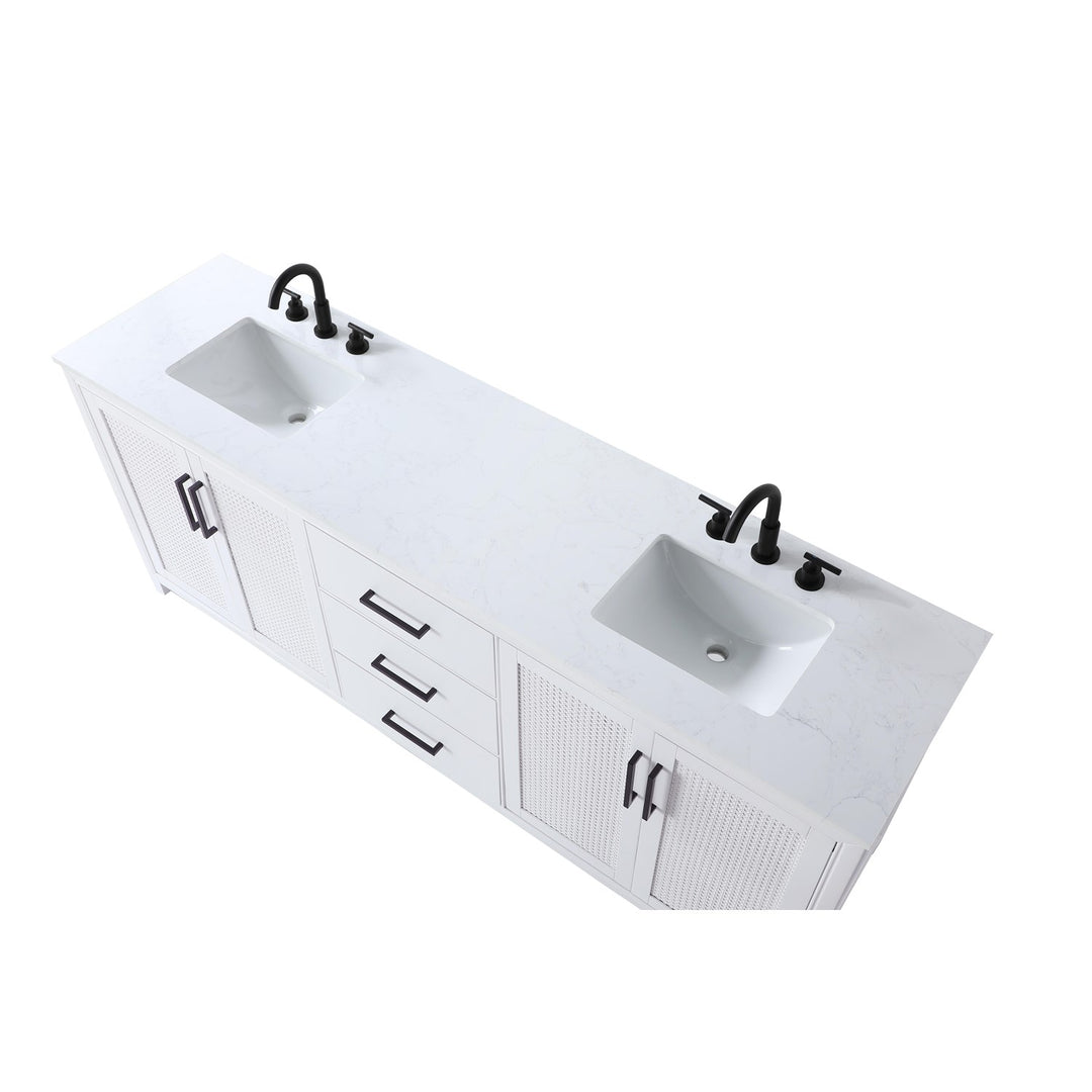 84 Inch Double Bathroom Vanity In White - View 5 - Joshua Marshal