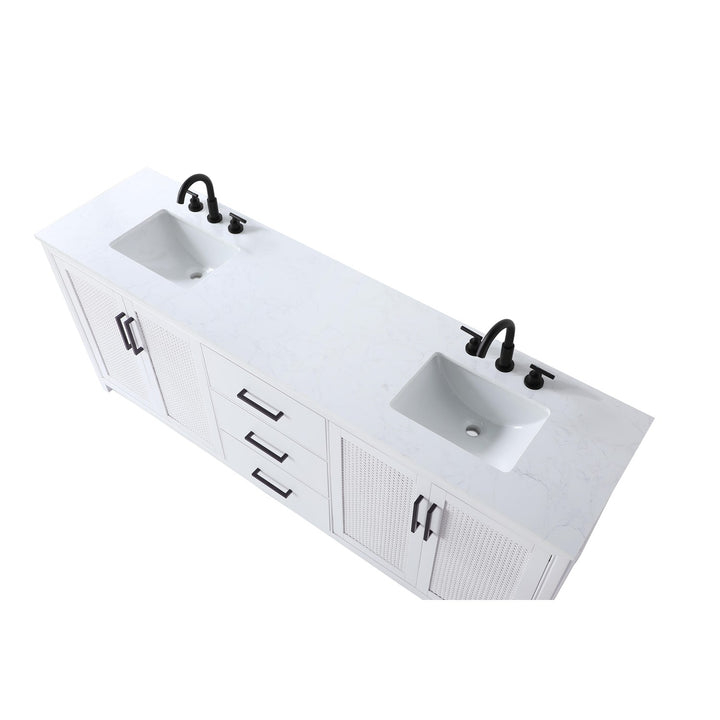 84 Inch Double Bathroom Vanity In White - View 5 - Joshua Marshal