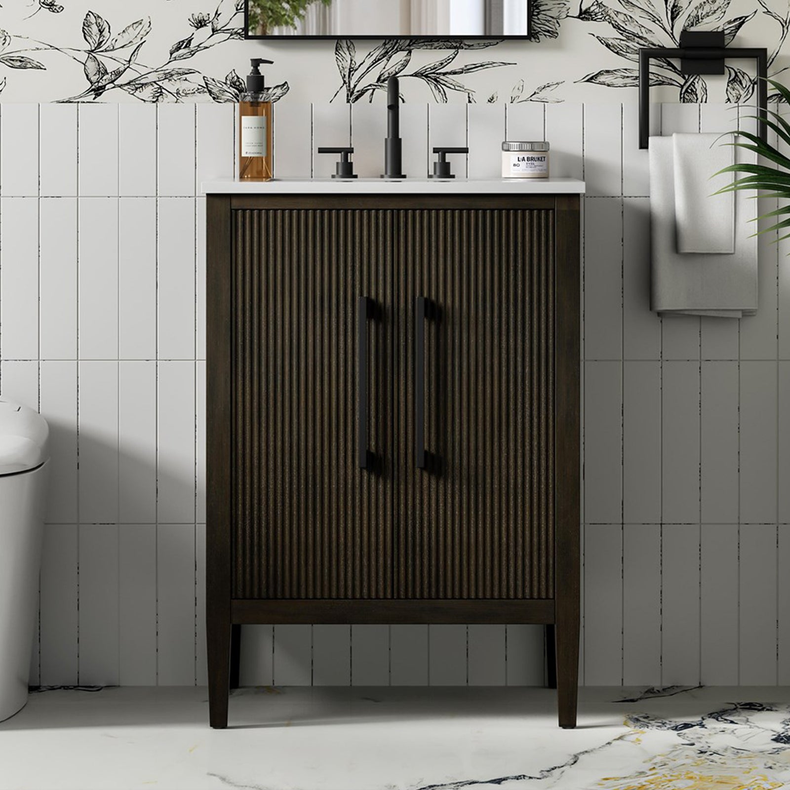24 Inch Single Bathroom Vanity In Chocolate Oak Chocolate Oak Finish - KITCHEN & BATH by Joshua Marshal