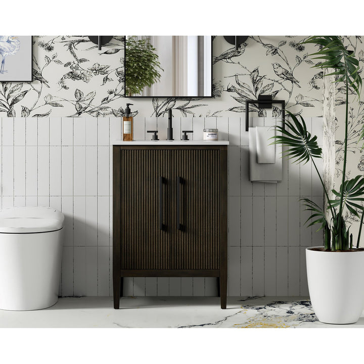 24 Inch Single Bathroom Vanity In Chocolate Oak