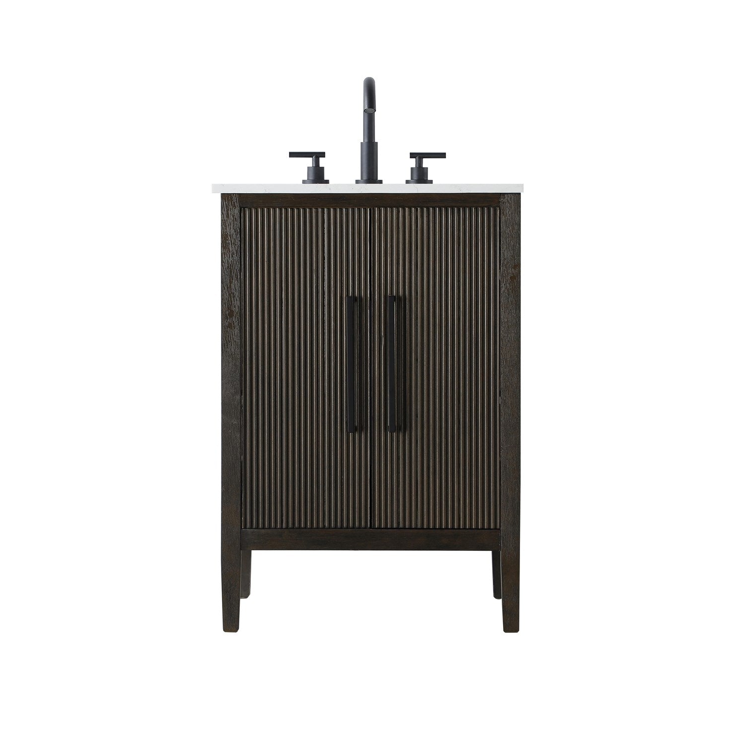 24 Inch Single Bathroom Vanity In Chocolate Oak - View 3 - Joshua Marshal