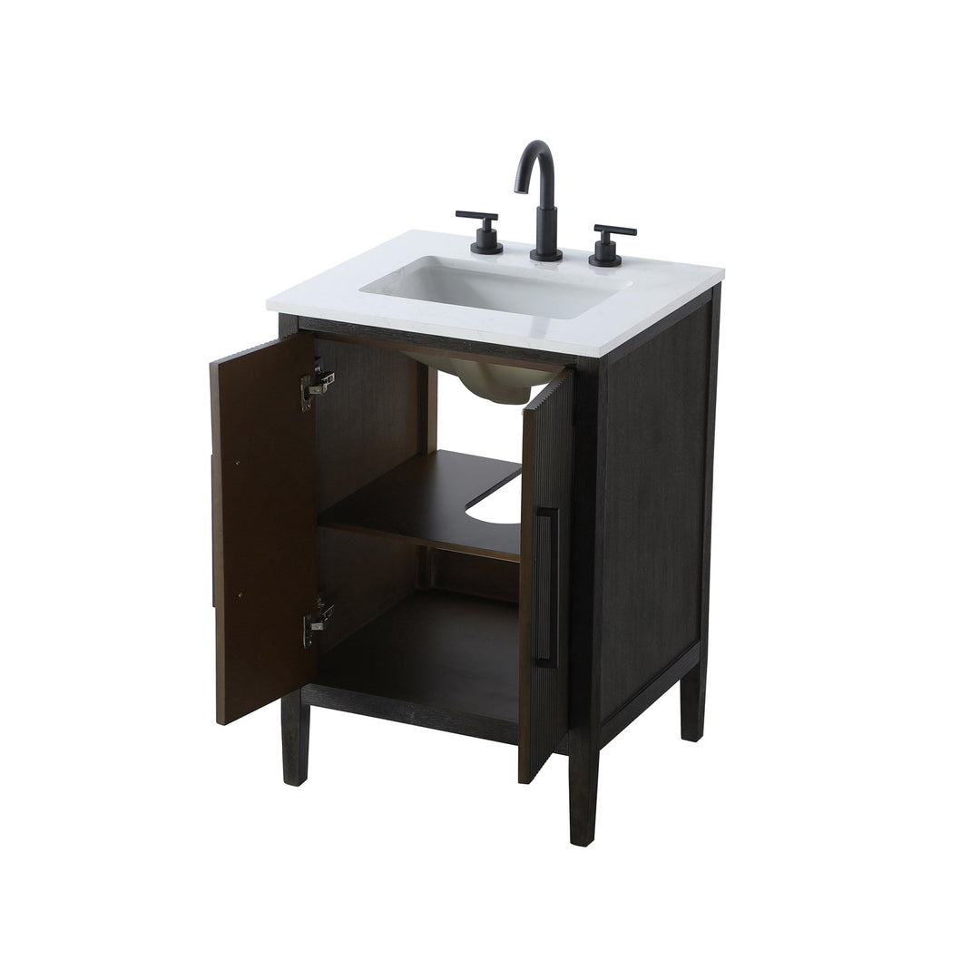 24 Inch Single Bathroom Vanity In Chocolate Oak - View 4 - Joshua Marshal