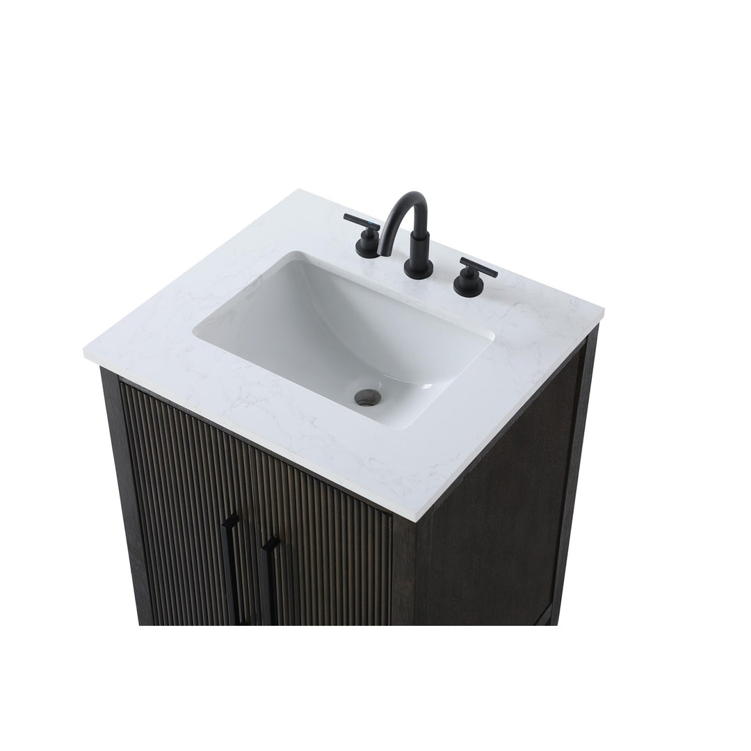 24 Inch Single Bathroom Vanity In Chocolate Oak - View 5 - Joshua Marshal