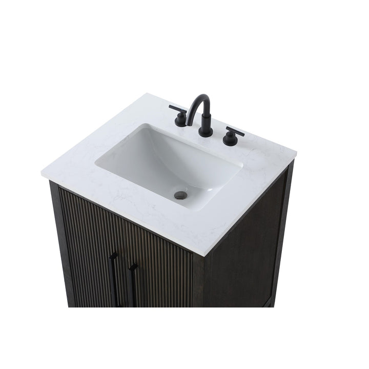 24 Inch Single Bathroom Vanity In Chocolate Oak - View 5 - Joshua Marshal