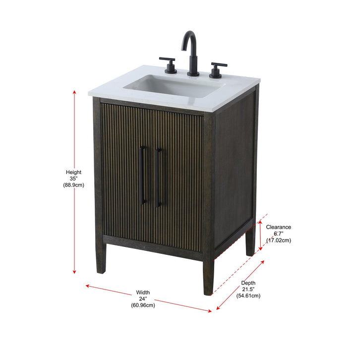 24 Inch Single Bathroom Vanity In Chocolate Oak - View 6 - Joshua Marshal