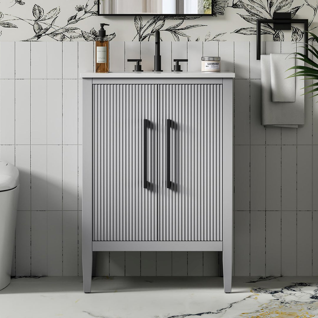 24 Inch Single Bathroom Vanity In Grey Grey Finish - KITCHEN & BATH by Joshua Marshal