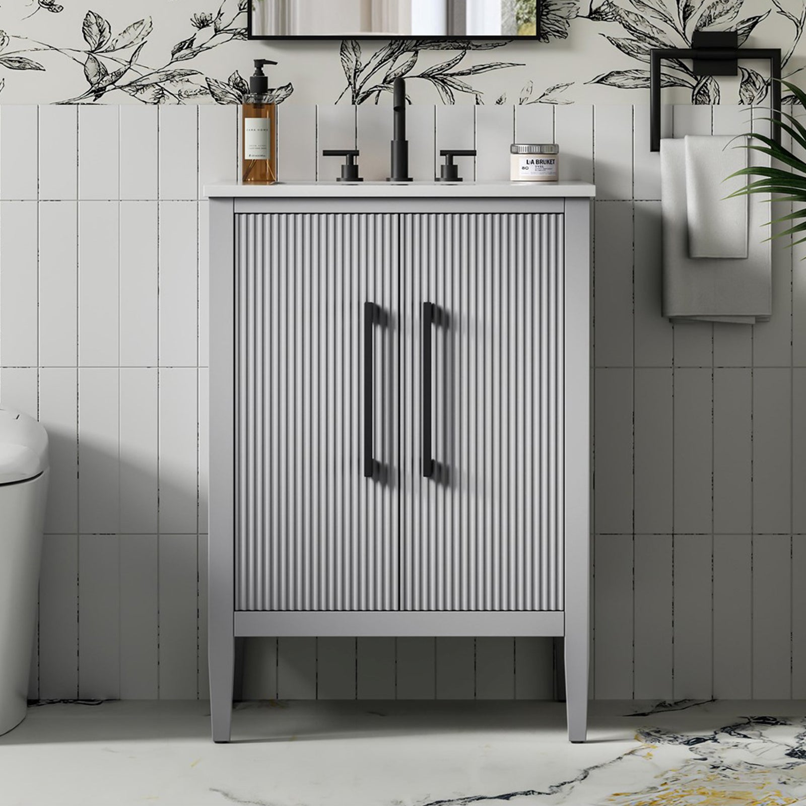 24 Inch Single Bathroom Vanity In Grey Grey Finish - KITCHEN & BATH by Joshua Marshal