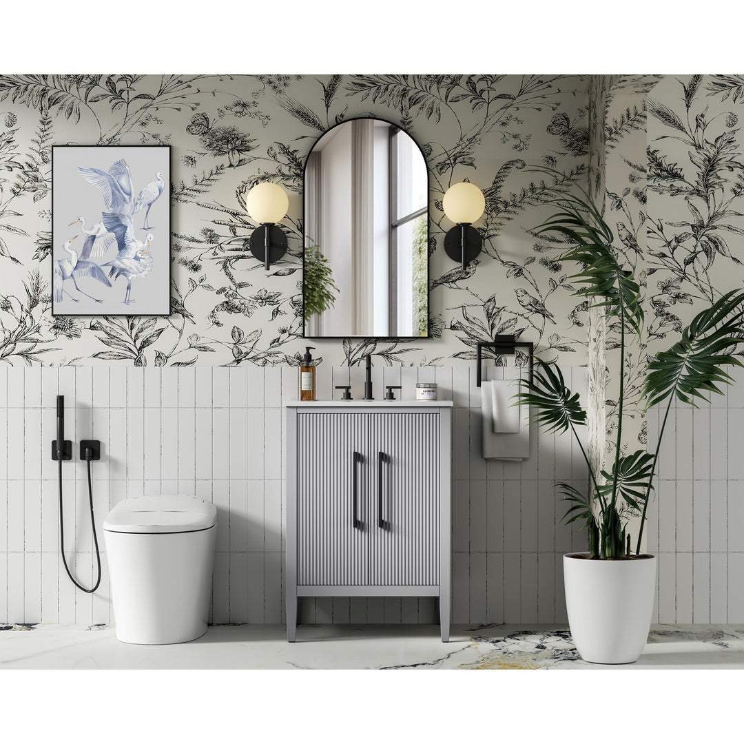 24 Inch Single Bathroom Vanity In Grey - View 2 - Joshua Marshal