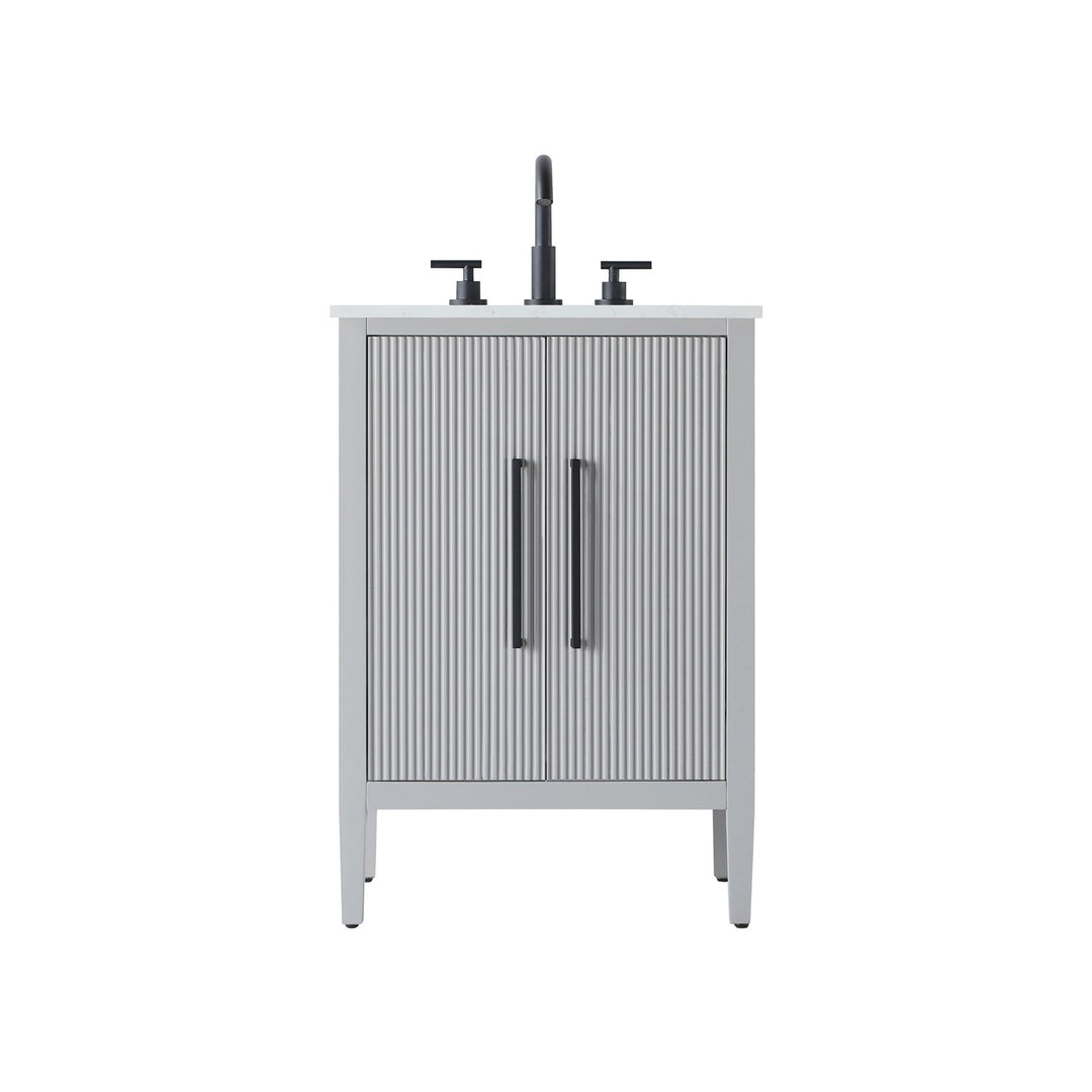 24 Inch Single Bathroom Vanity In Grey - View 3 - Joshua Marshal