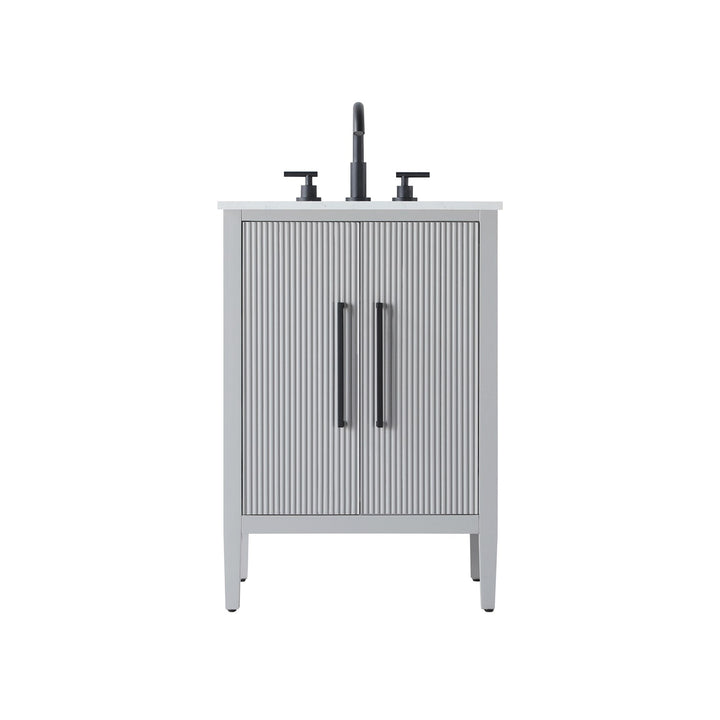 24 Inch Single Bathroom Vanity In Grey - View 3 - Joshua Marshal