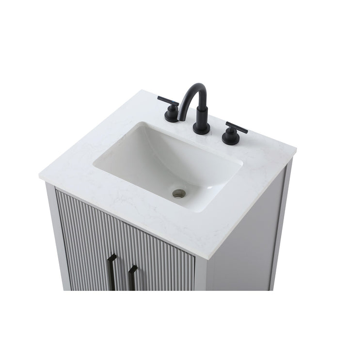 24 Inch Single Bathroom Vanity In Grey - View 4 - Joshua Marshal