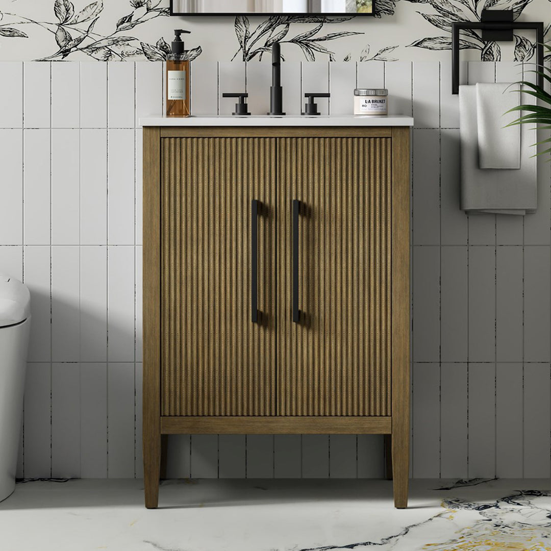 24 Inch Single Bathroom Vanity In Hazel Oak Hazel Oak Finish - KITCHEN & BATH by Joshua Marshal