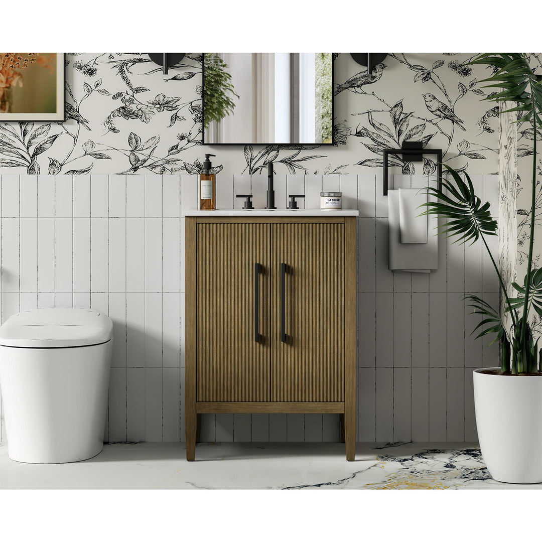 24 Inch Single Bathroom Vanity In Hazel Oak