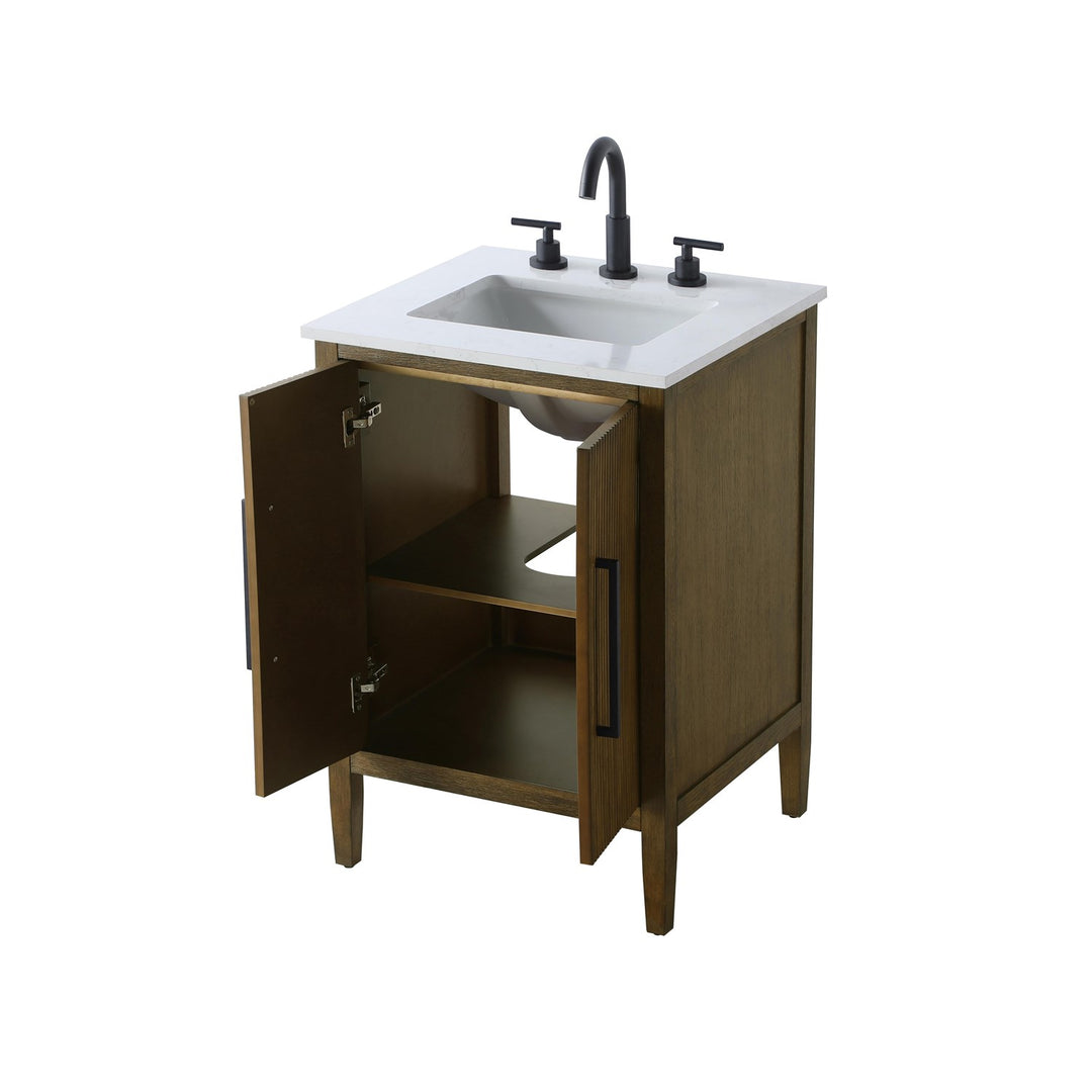 24 Inch Single Bathroom Vanity In Hazel Oak - View 4 - Joshua Marshal