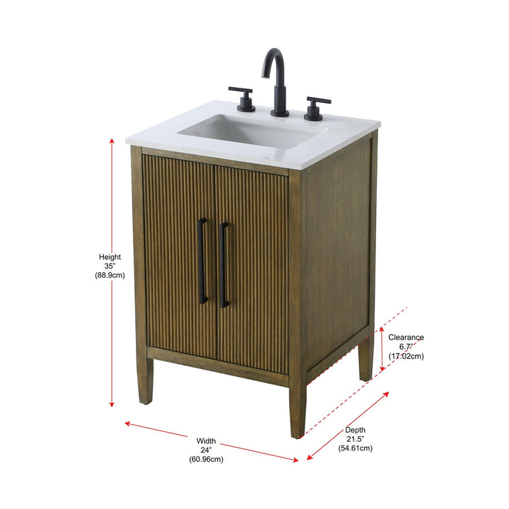 24 Inch Single Bathroom Vanity In Hazel Oak - View 5 - Joshua Marshal