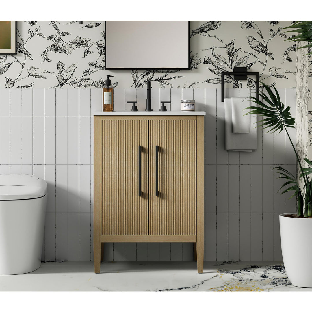 24 Inch Single Bathroom Vanity In Linen Oak