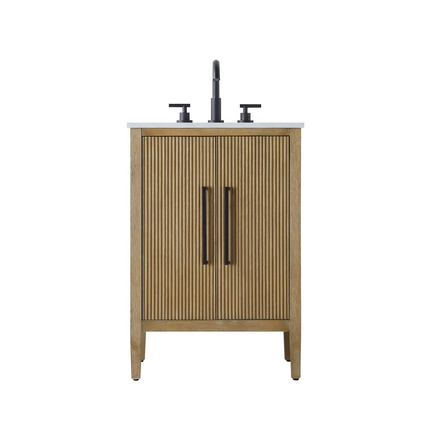 24 Inch Single Bathroom Vanity In Linen Oak - View 3 - Joshua Marshal