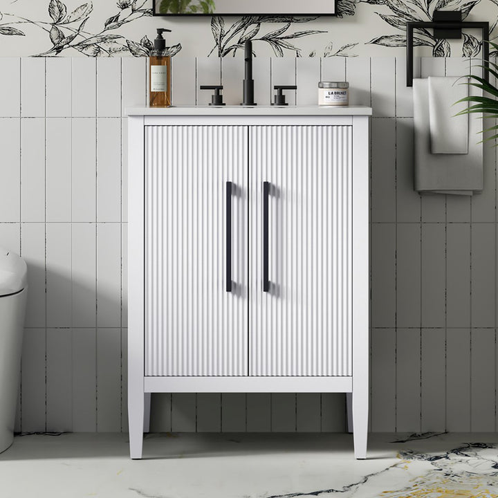 24 Inch Single Bathroom Vanity In White White Finish - KITCHEN & BATH by Joshua Marshal